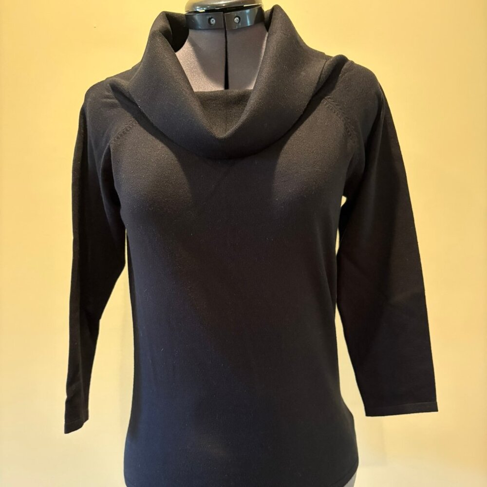 Carlisle black cowl-neck 3/4 sleeve sweater